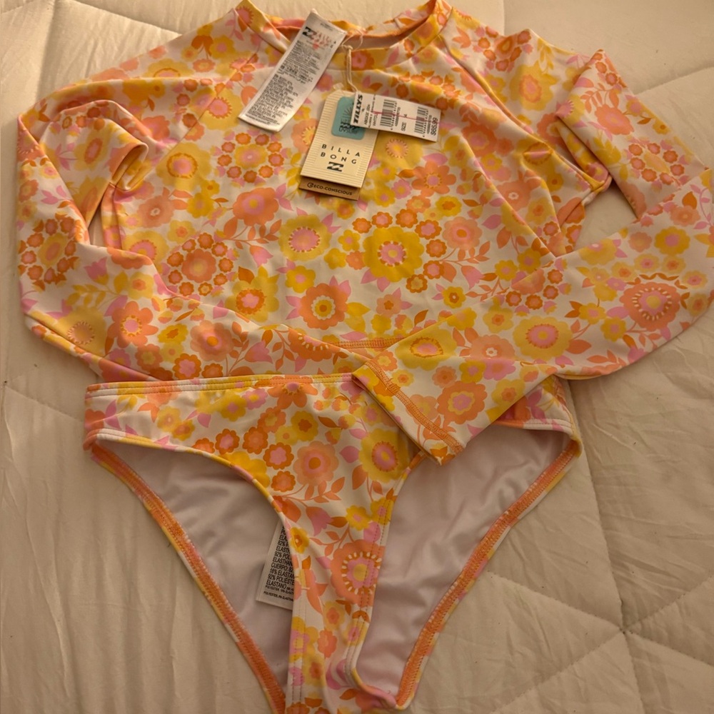 Billabong Kids Floral Swimming Set - Yellow and Pink